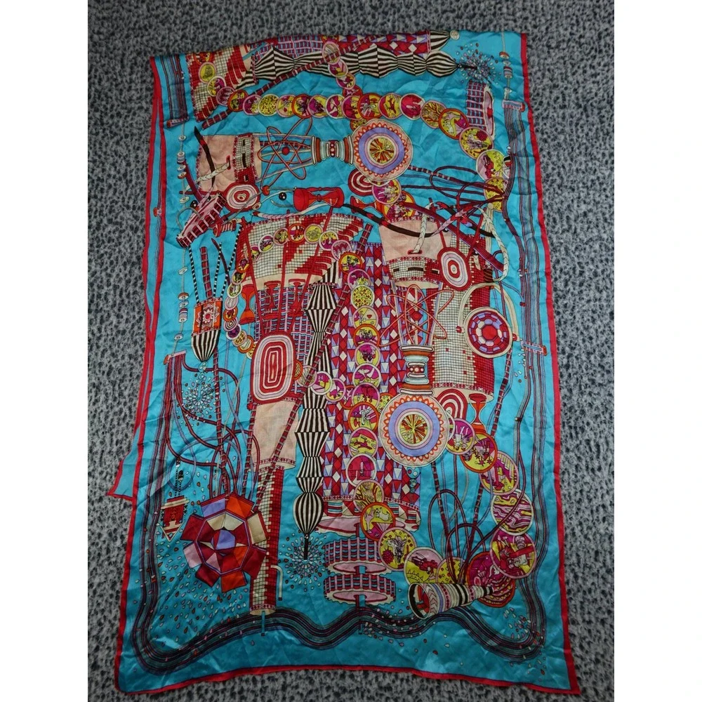 Unbranded Scarf Women 35x25‎ Turquoise Good Abstract Mechanical Print Art Decor
